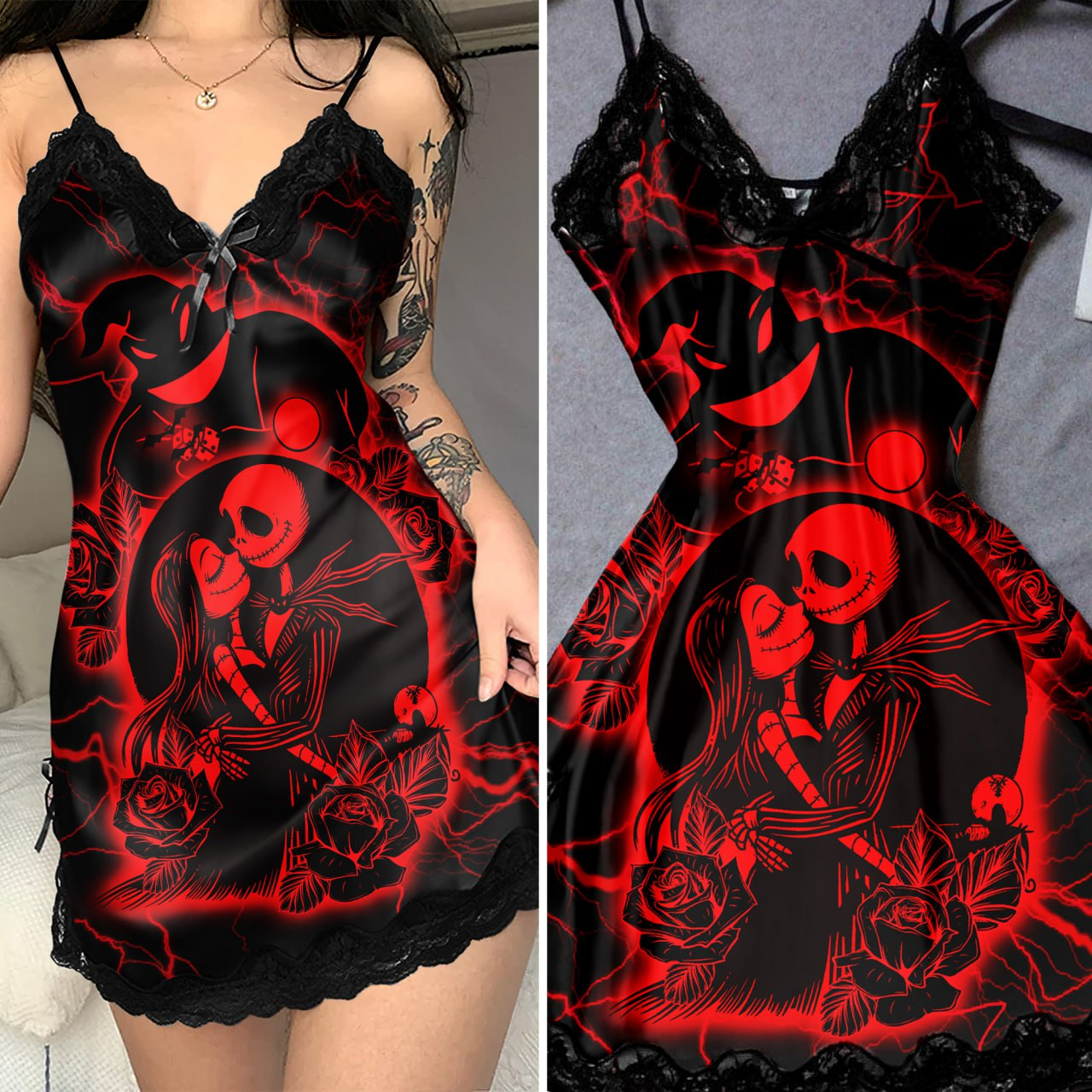 Enchanting Crimson Lace Nightgown: Gothic Romance & Sultry Style