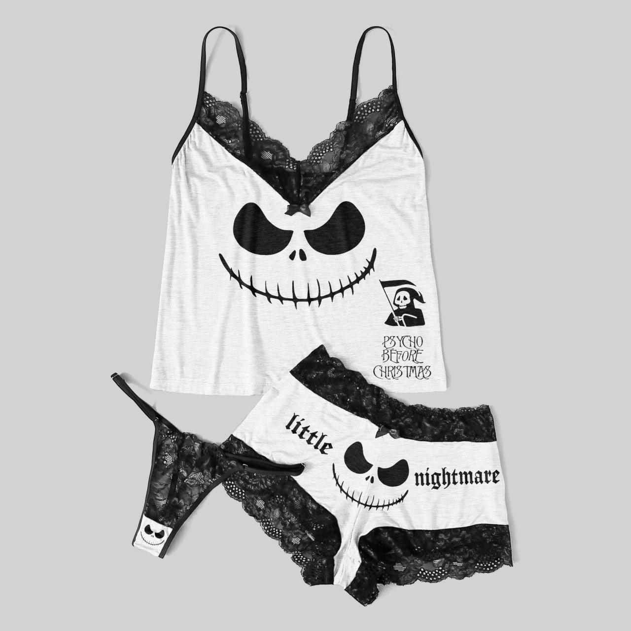 Enchanting Skull & Lace "Little Nightmare" Pajama Set - Whimsical Sleepwear